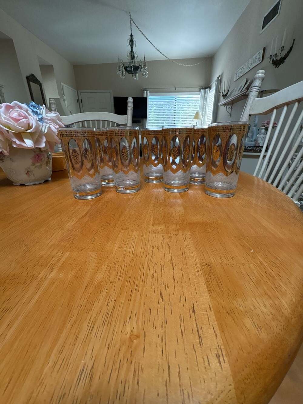 Vintage Culver Regency White 22K Gold Highball Glasses Set of 7